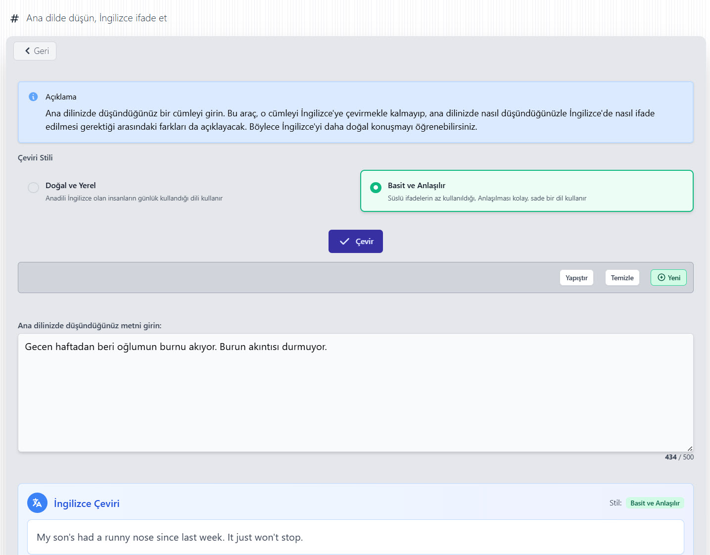 Ana dilde düşün ingilizce ifade et