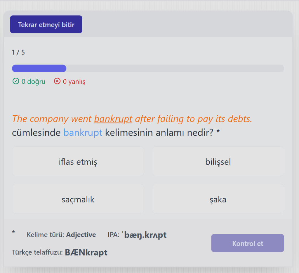 Práctica contextual de vocabulario de opción múltiple