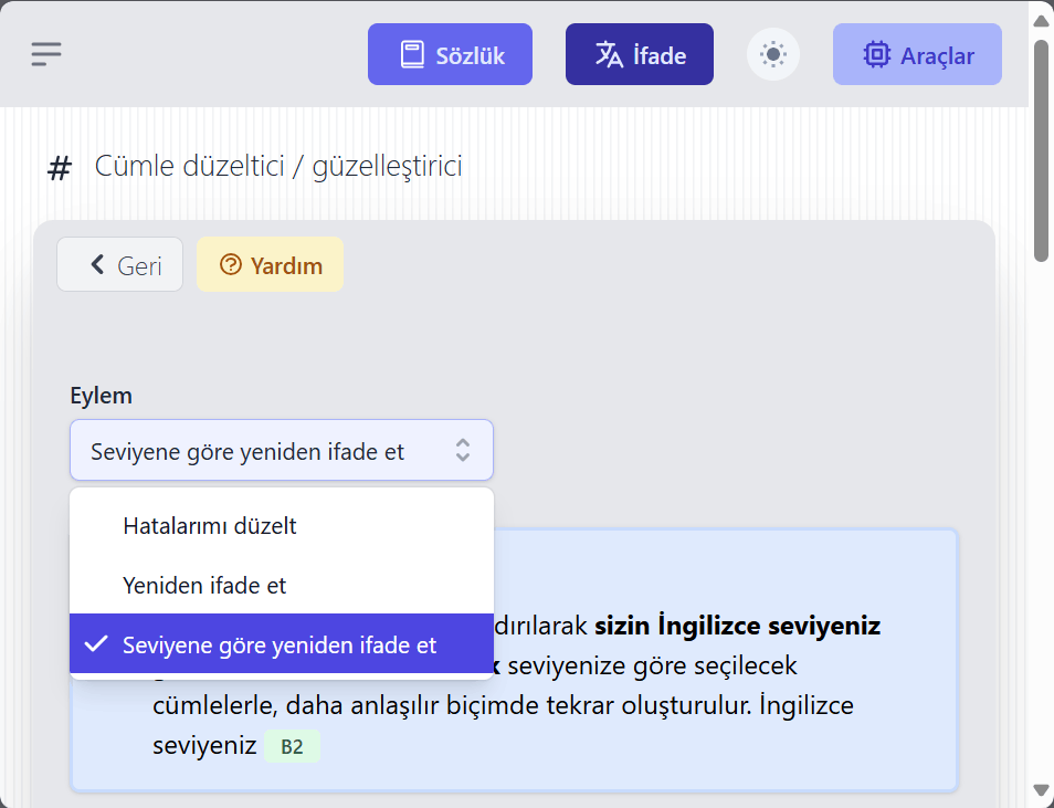  Cümle düzeltici & güzelleştirici